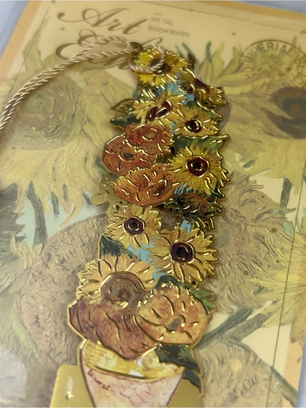 Van Gogh Gold Floral Metal Bookmark with Gold Tassel